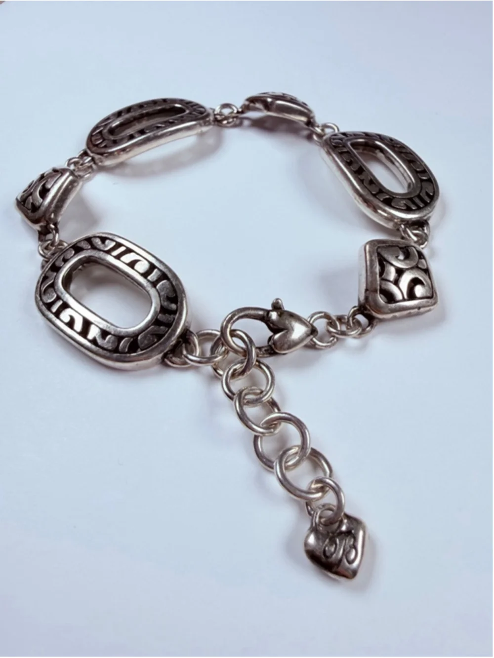 Brighton Filigree Deco Scroll Oval Link Medallion 17MM Retired Chunky Bracelet